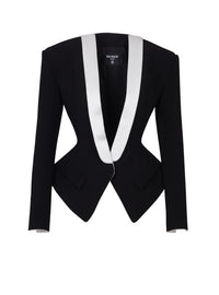 Wool jacket with satin collar - White & Black