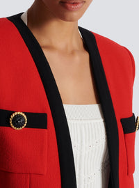 Wool shawl-collar jacket - Black & Red