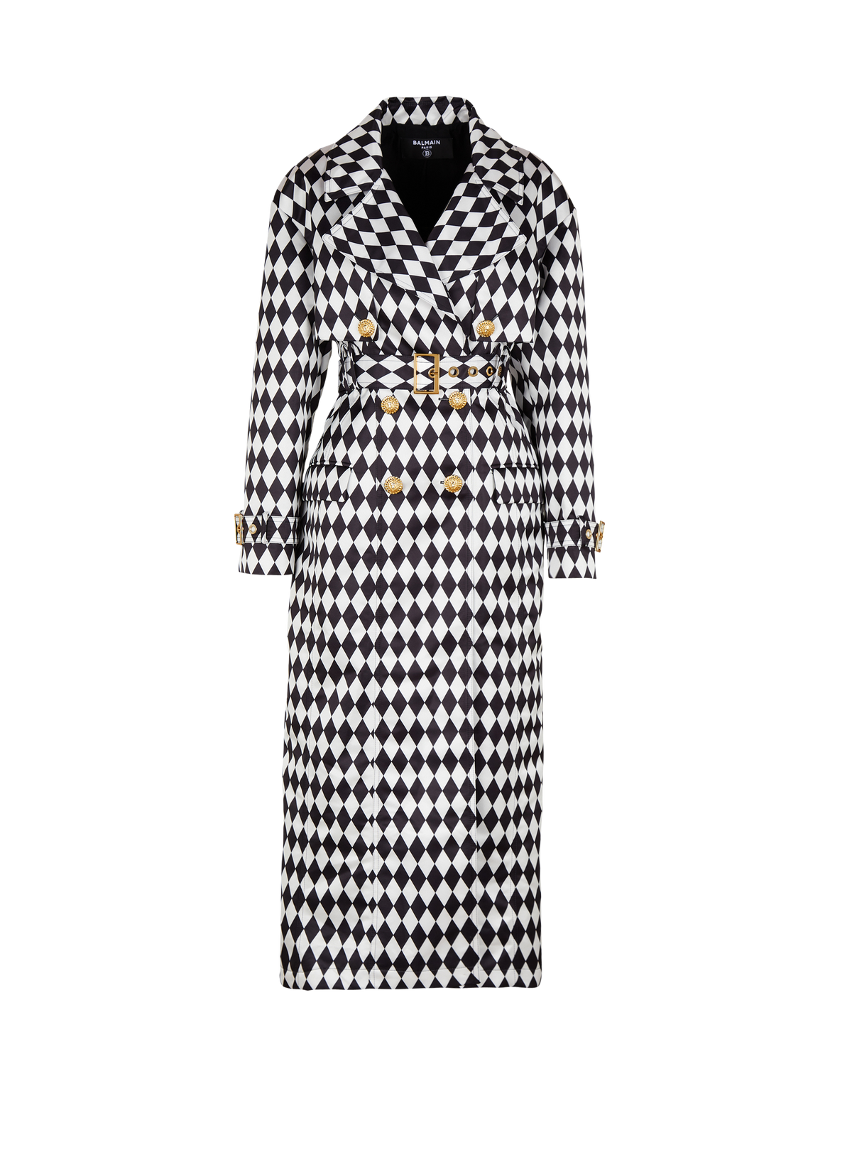 Trench ceinturé imprimé diamond - Blanc & Noir