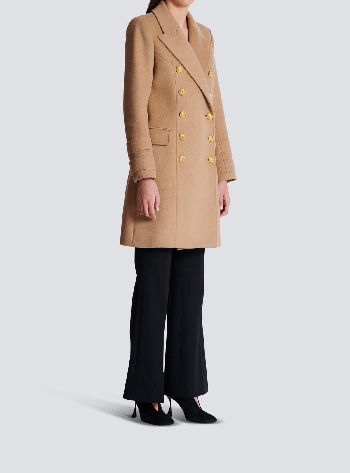 Manteau court en laine et cachemire - Camel