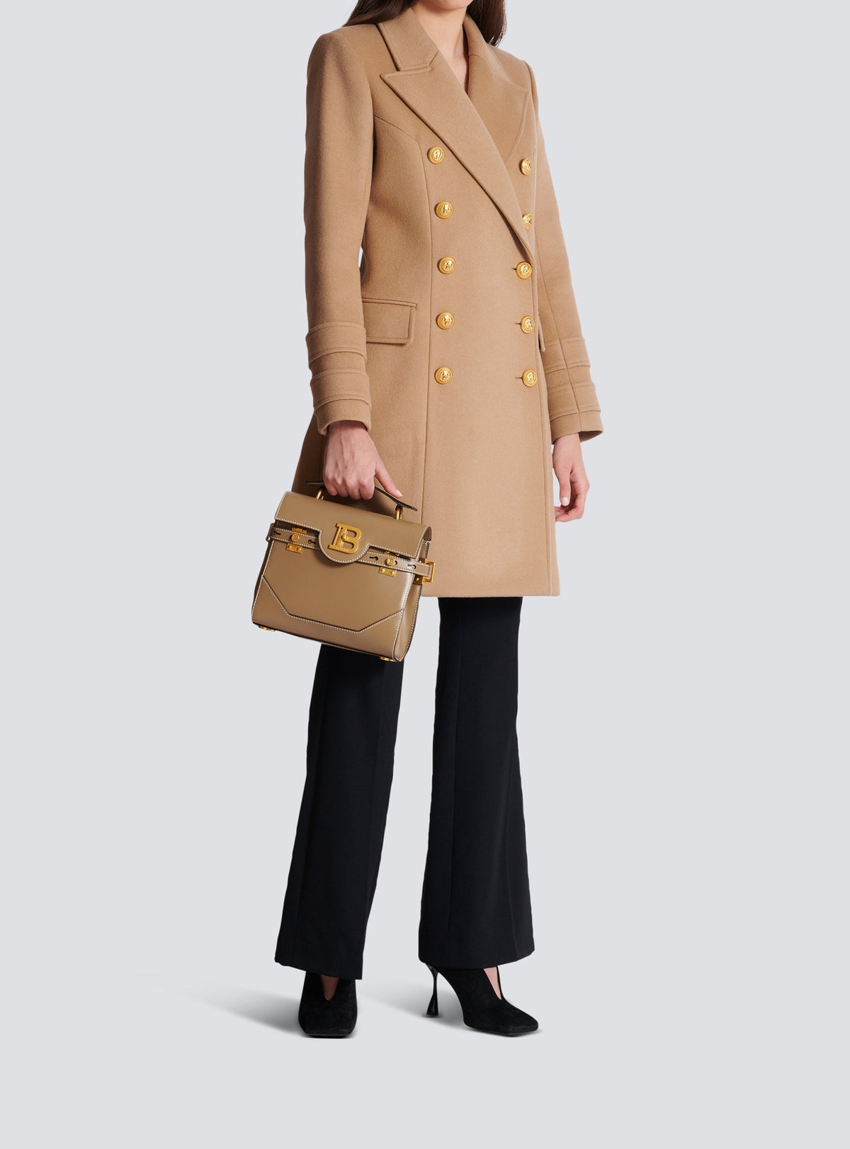 Manteau court en laine et cachemire - Camel