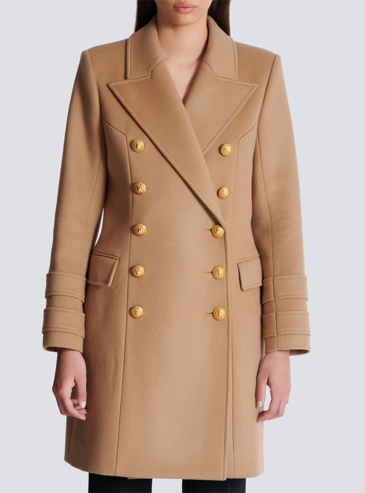 Manteau court en laine et cachemire - Camel