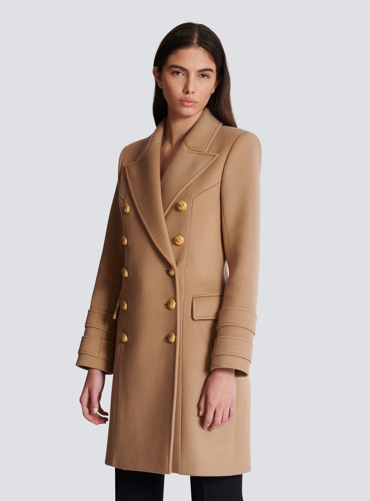 Manteau court en laine et cachemire - Camel