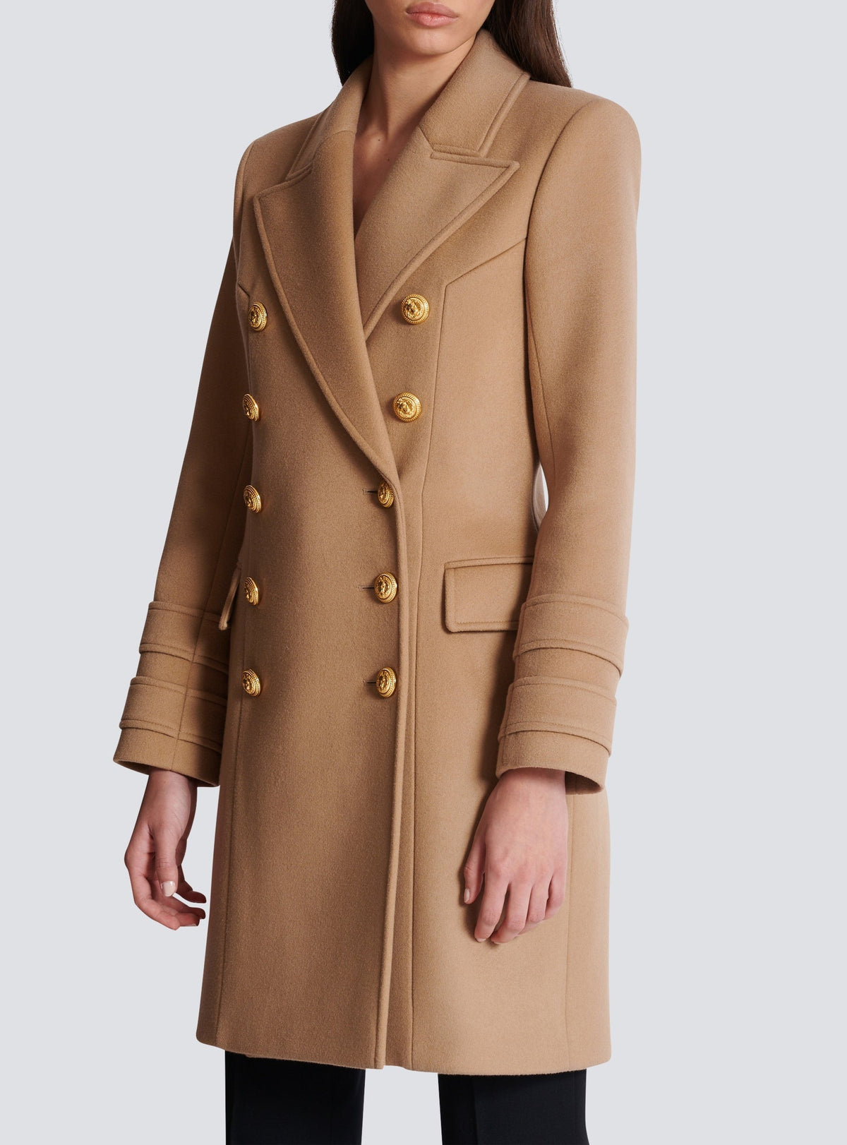 Manteau court en laine et cachemire - Camel