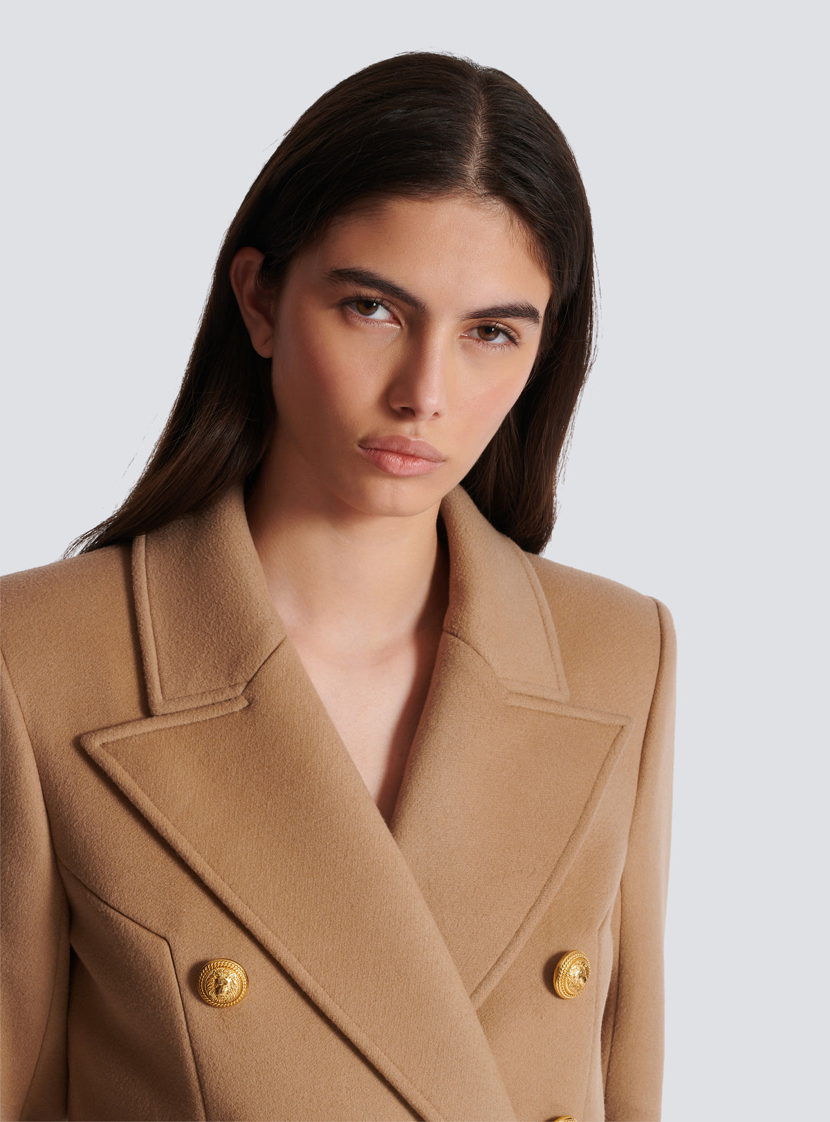 Manteau court en laine et cachemire - Camel