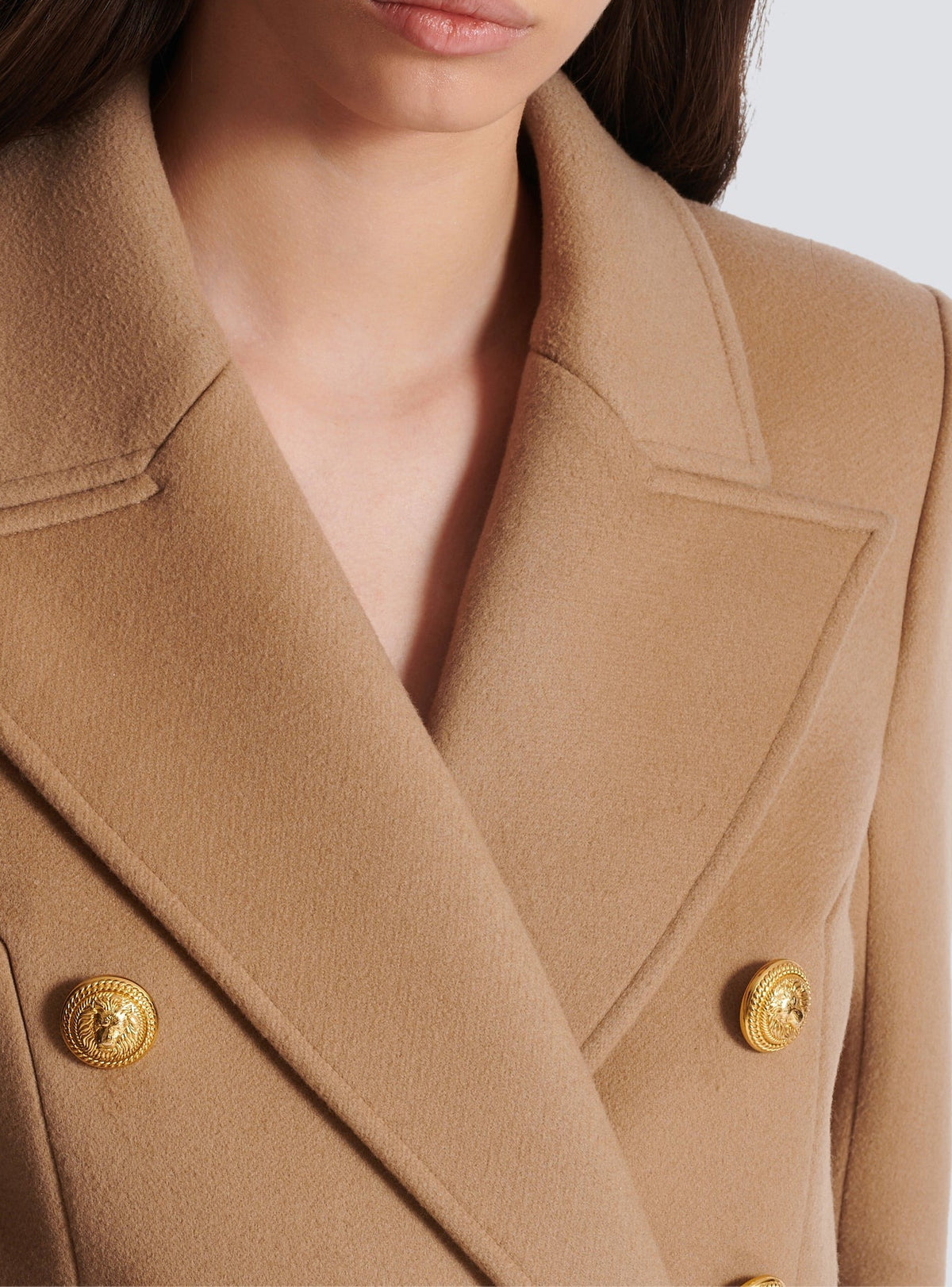 Manteau court en laine et cachemire - Camel