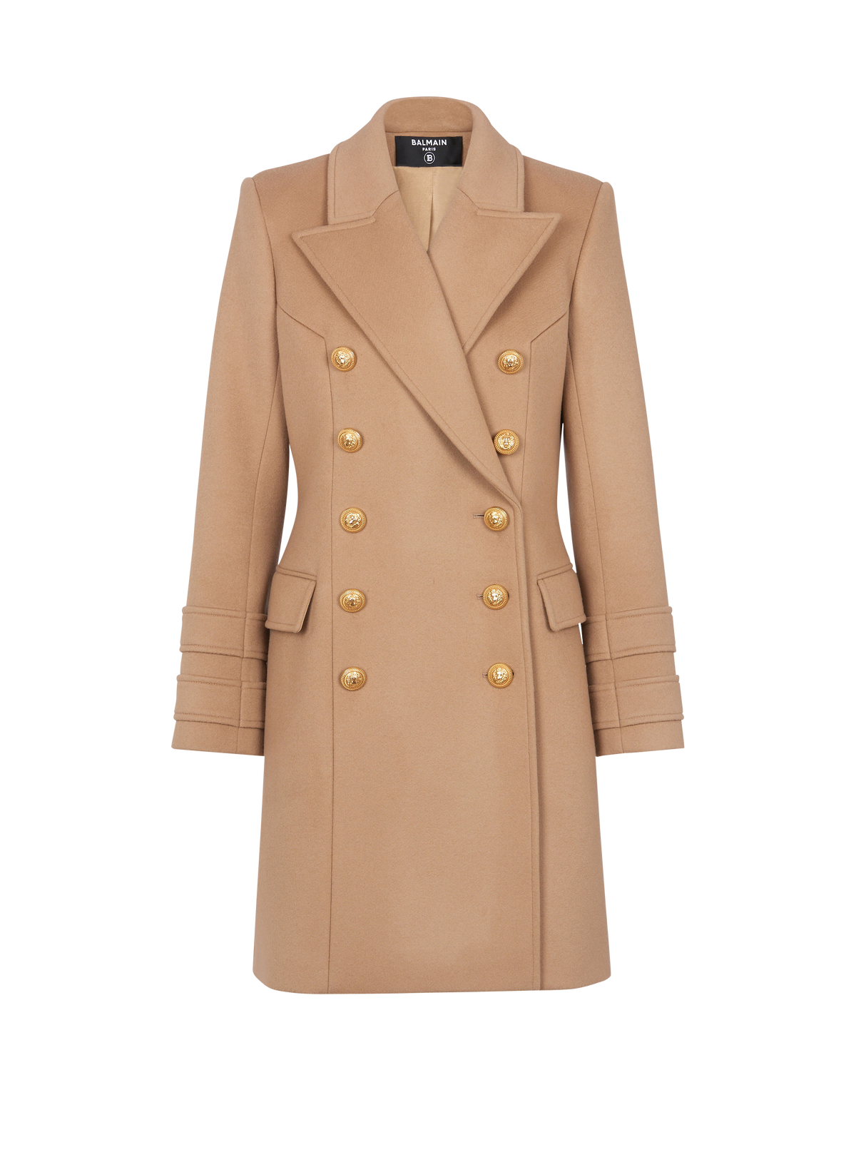 Manteau court en laine et cachemire - Camel