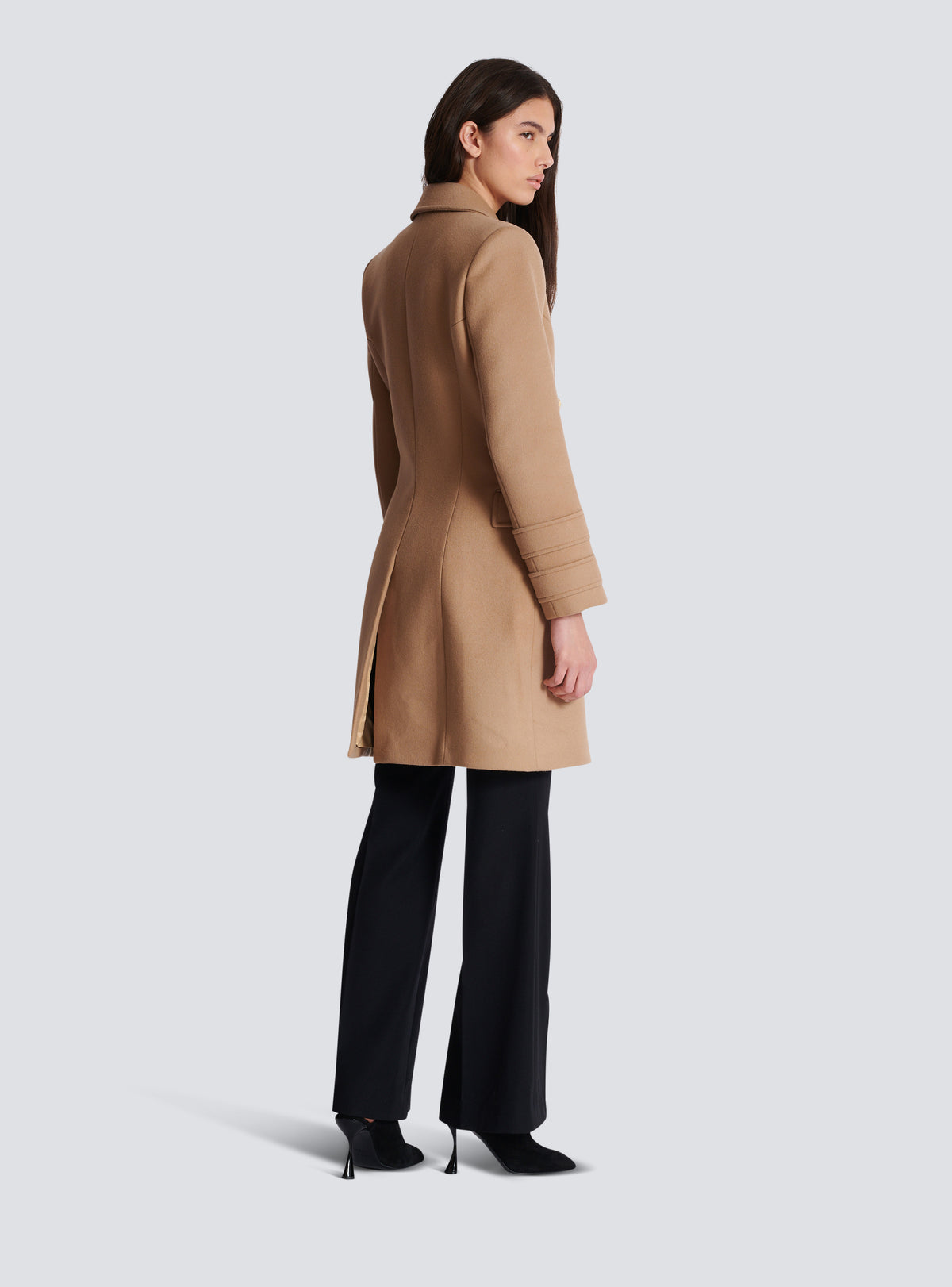 Manteau court en laine et cachemire - Camel