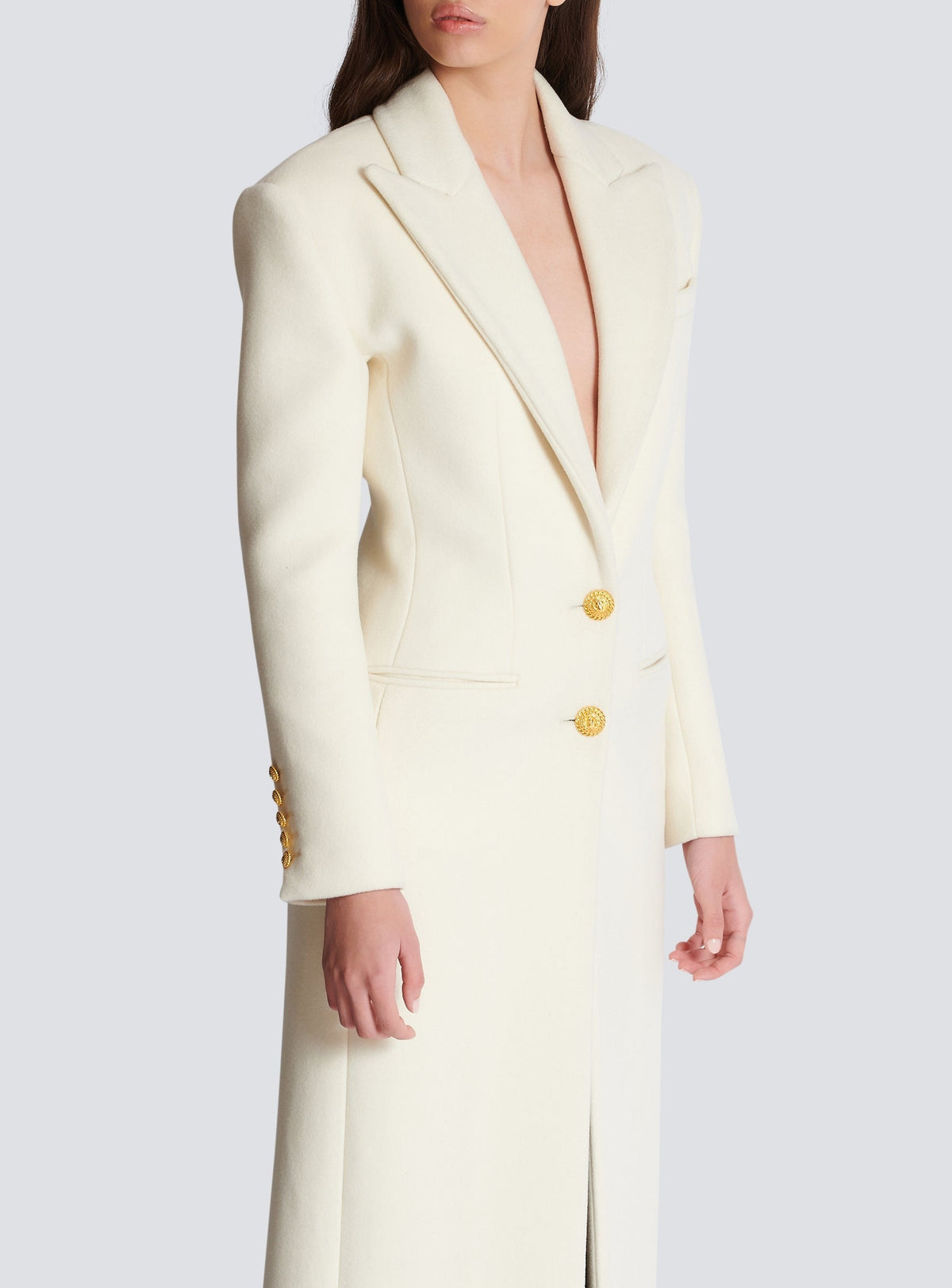 Manteau long en laine et cachemire - Beige