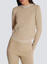 Top en maille monogramme PB Labyrinthe - Beige & Or