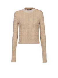 Top en maille monogramme PB Labyrinthe - Beige & Or