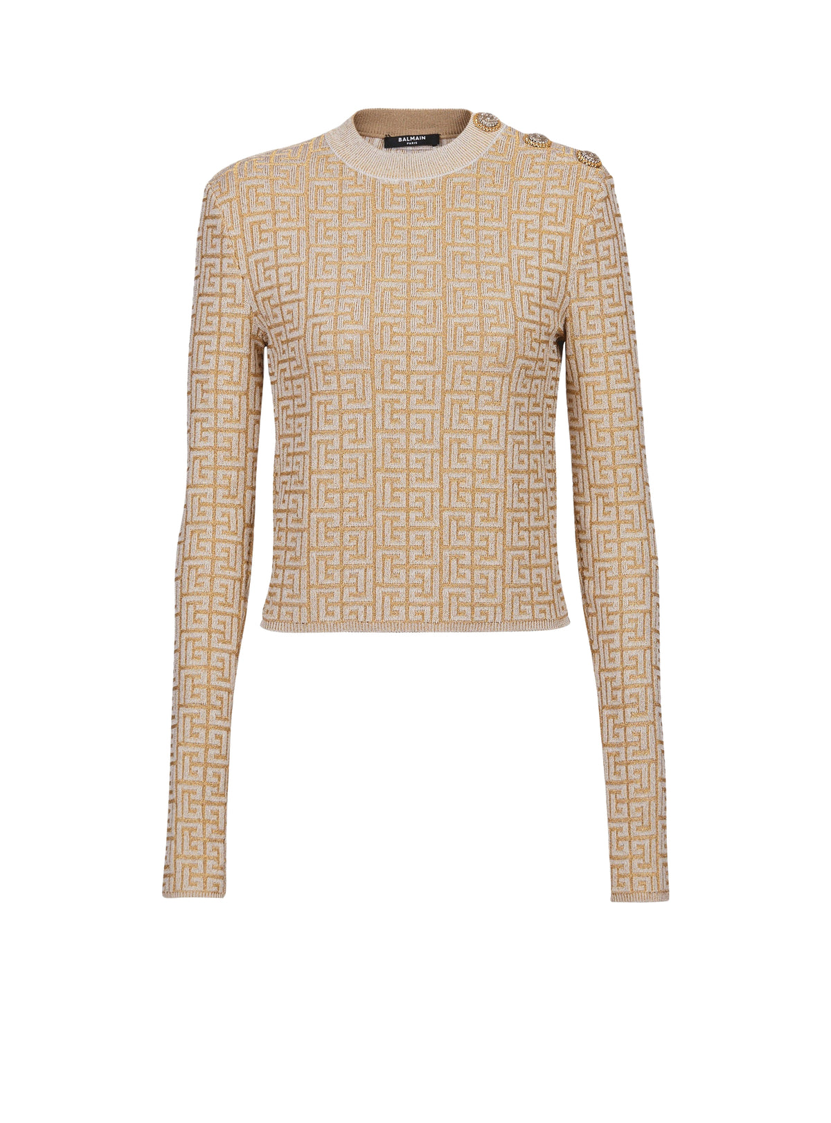 Top en maille monogramme PB Labyrinthe - Beige & Or