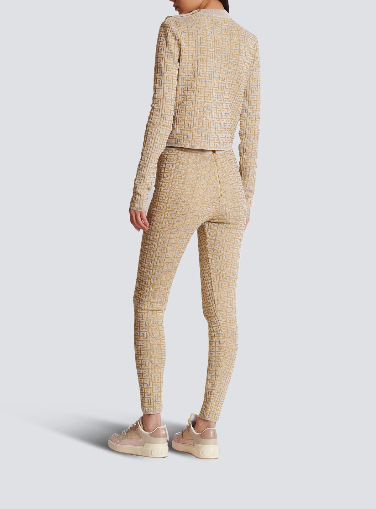 Top en maille monogramme PB Labyrinthe - Beige & Or
