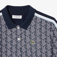 Polo ajusté en jacquard monogramme - Marine & Blanc