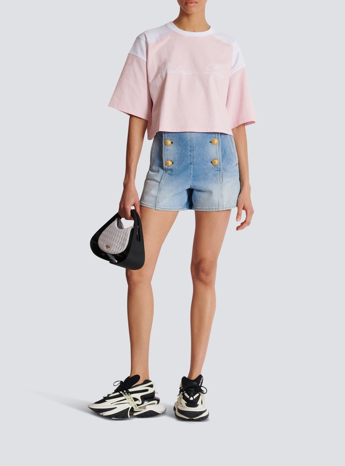 Short à boutons en denim - Bleu Jean Clair