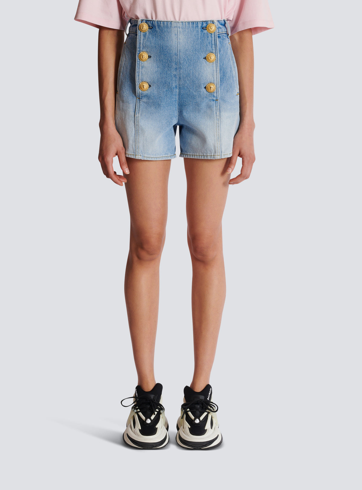 Short en denim à boutons - Bleu Jean Clair