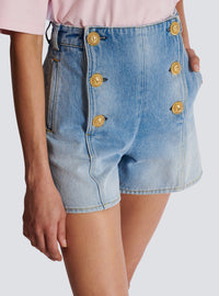 Short en denim à boutons - Bleu Jean Clair