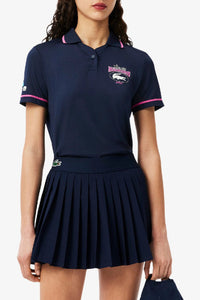 Polo ajusté à rayures protection UV - Marine
