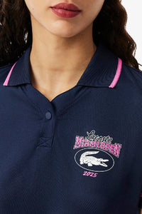 Polo ajusté à rayures protection UV - Marine