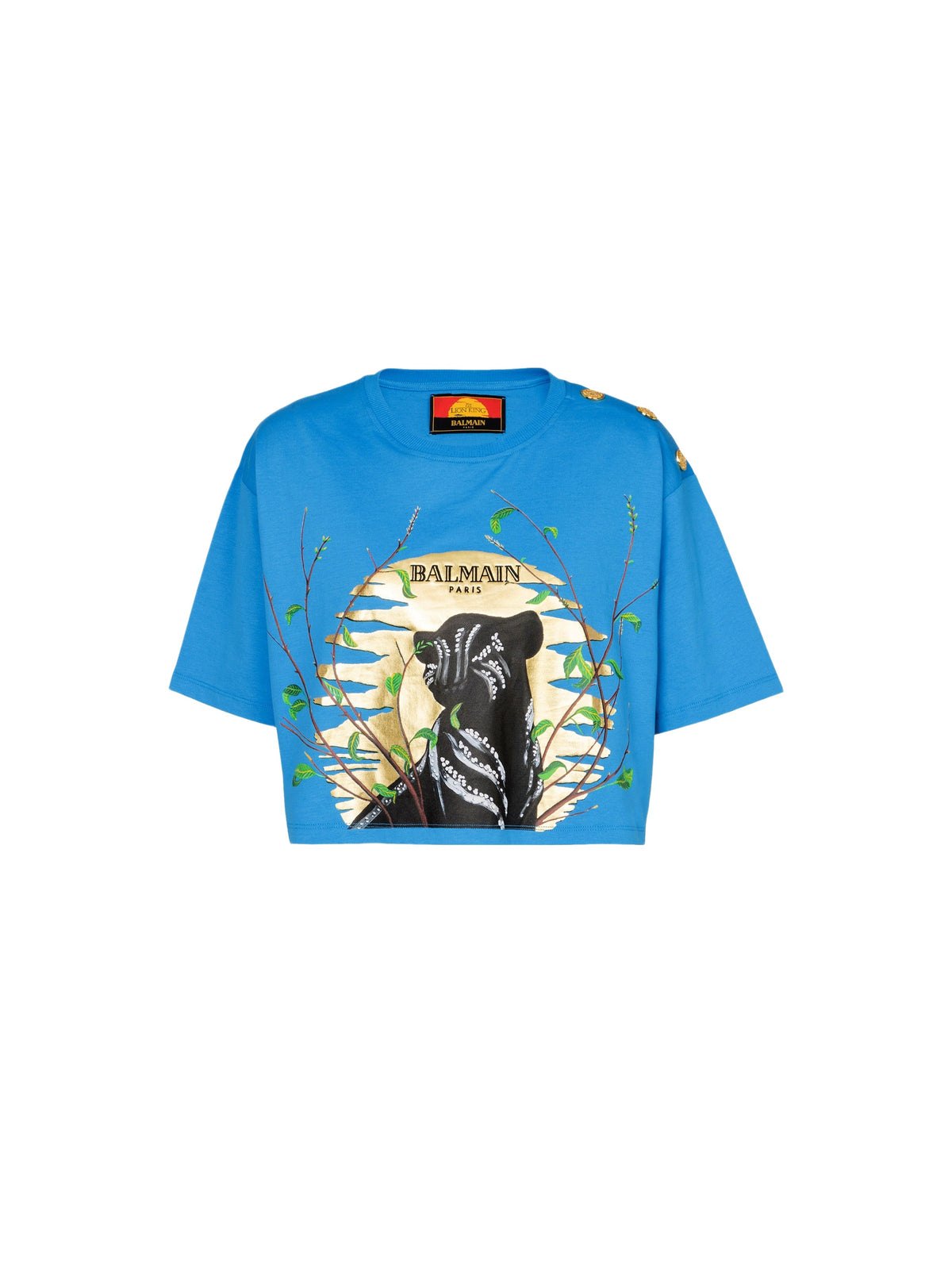Disney x balmain : the lion king - t-shirt court imprimé cassius khumalo - Bleu Turquoise &  Noir &  Doré