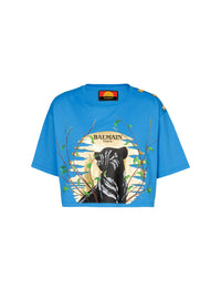 T-shirt court Balmain x Disney - Bleu Turquoise & Noir & Doré