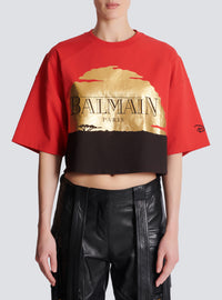 Disney x balmain : the lion king - t-shirt court imprimé sunset - Orange &  Rouge &  Noir