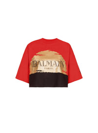 Disney x balmain : the lion king - t-shirt court imprimé sunset - Orange &  Rouge &  Noir