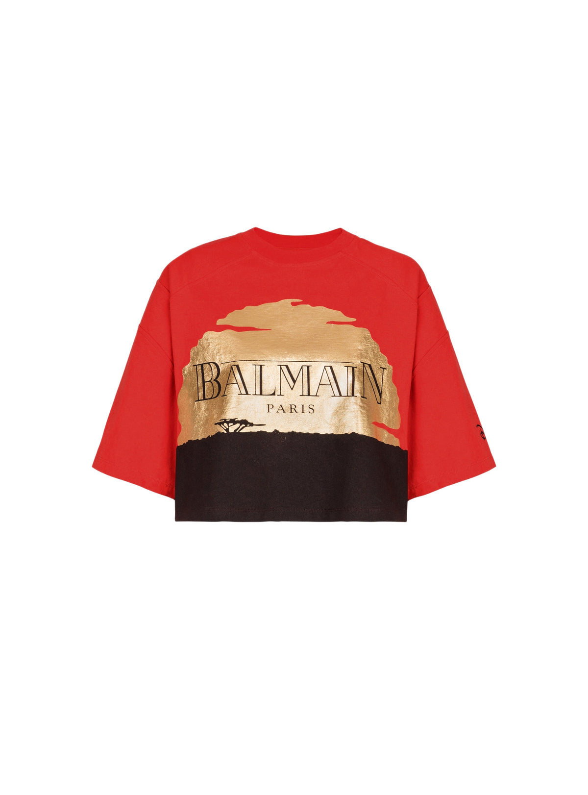 Disney x balmain : the lion king - t-shirt court imprimé sunset - Orange &  Rouge &  Noir