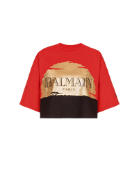 Disney x balmain : the lion king - t-shirt court imprimé sunset - Orange &  Rouge &  Noir