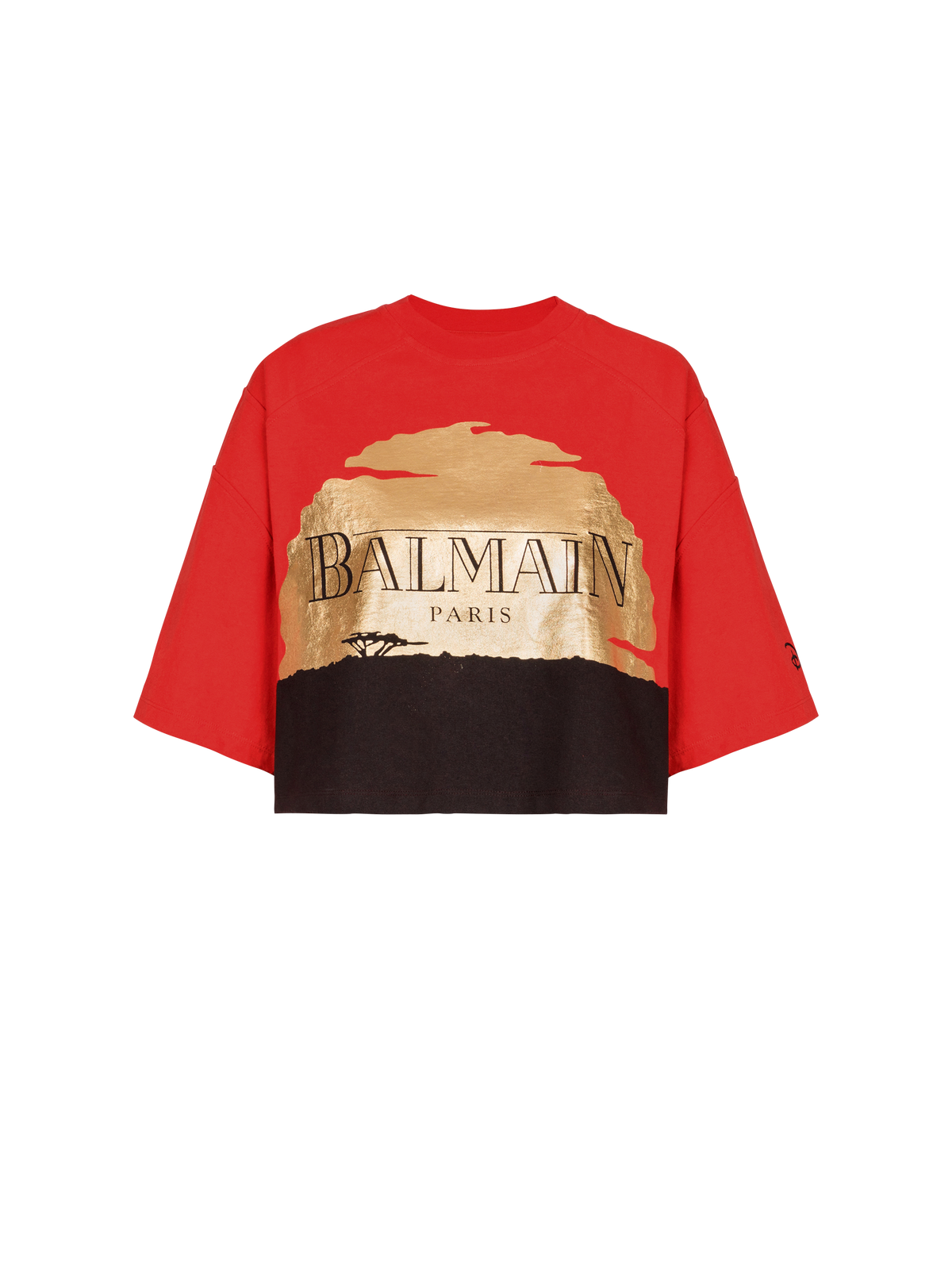 Disney x balmain : the lion king - t-shirt court imprimé sunset - Orange &  Rouge &  Noir