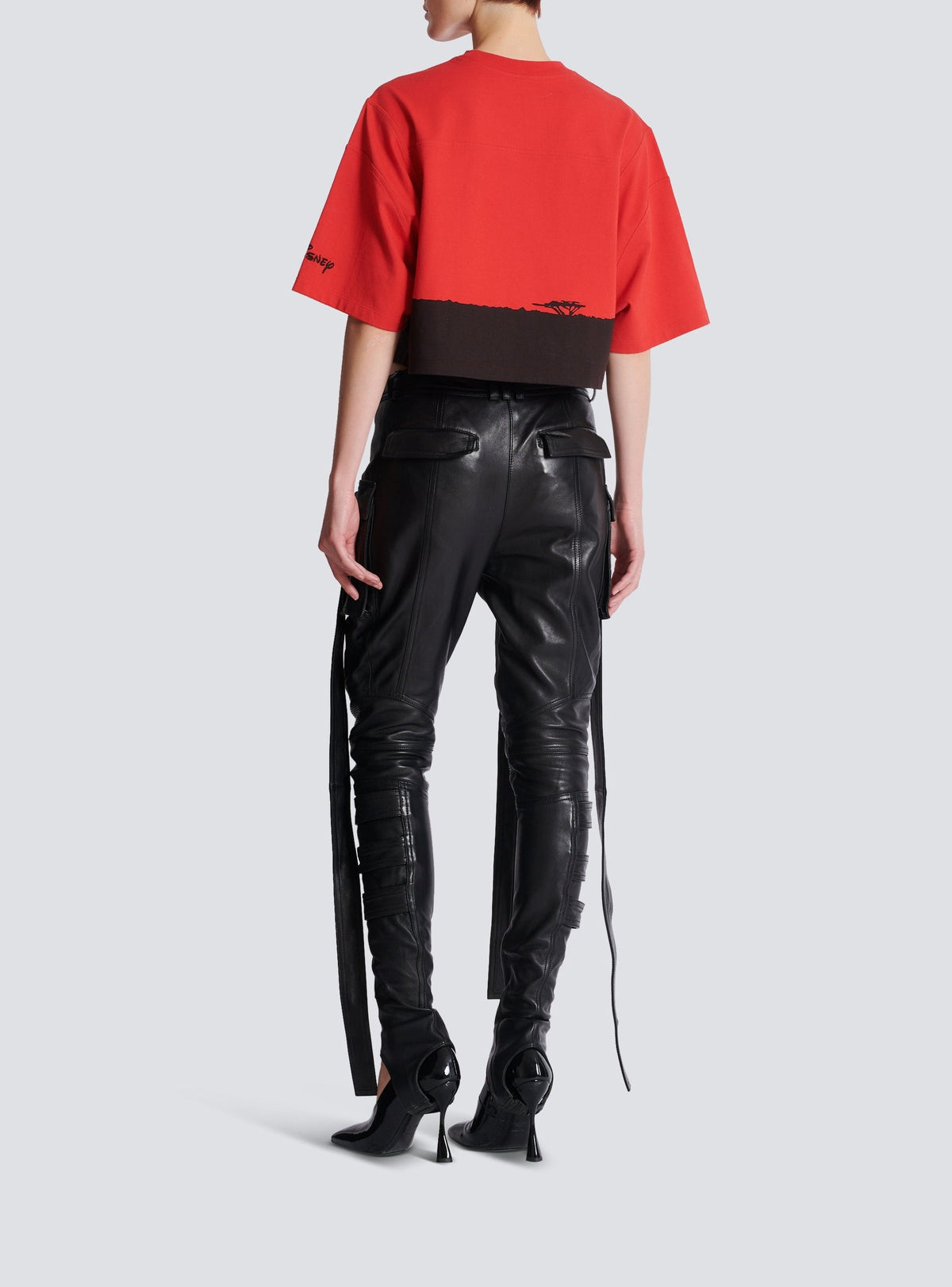 T-shirt court Balmain x Disney - Orange & Rouge & Noir