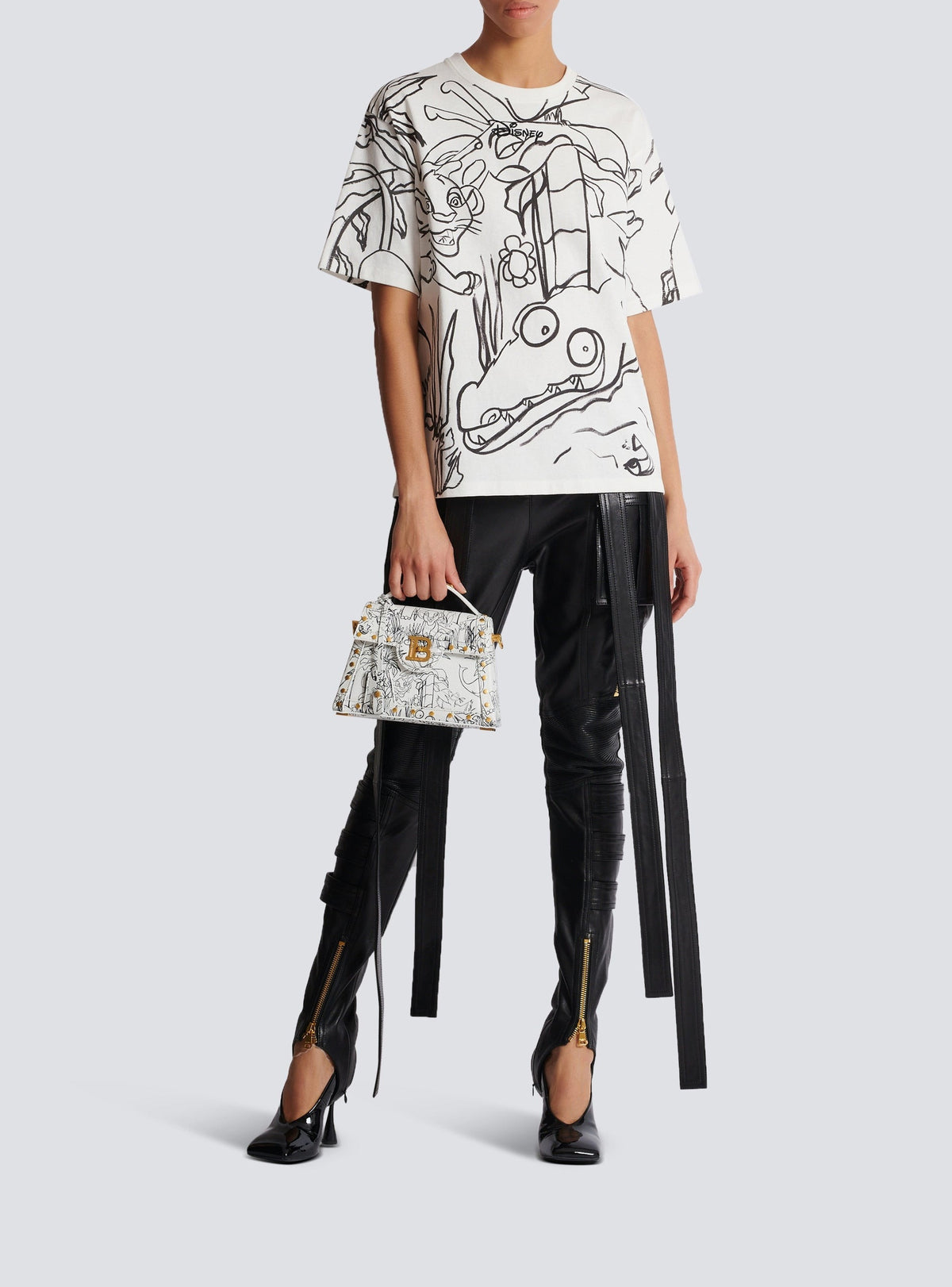 T-shirt oversize Balmain x Disney - Blanc & Noir