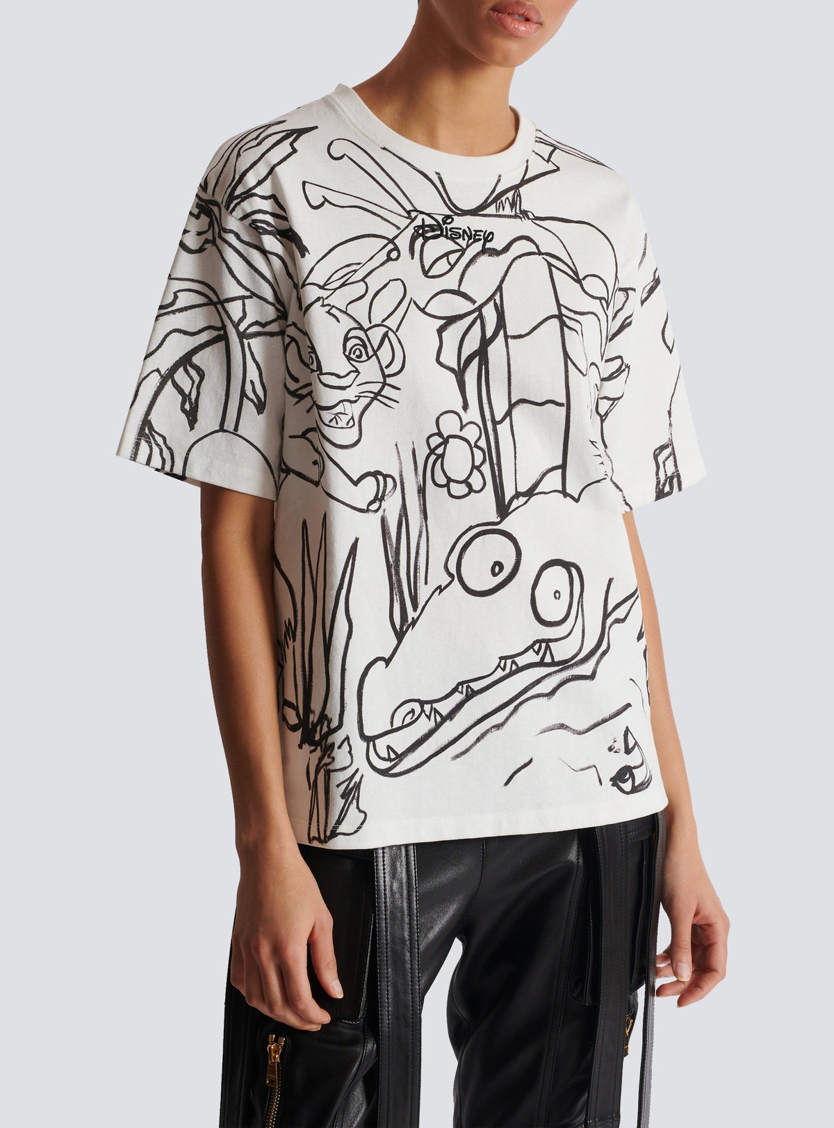 T-shirt oversize Balmain x Disney - Blanc & Noir
