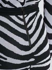 Jupe courte en maille zébrée - Noir & Blanc
