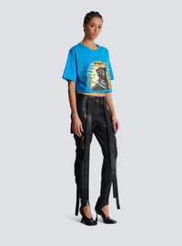 Pantalon cargo en cuir à sangles - Noir