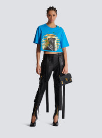 Pantalon cargo en cuir à sangles - Noir