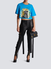 Pantalon cargo à sangles en cuir - Noir