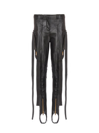 Pantalon cargo à sangles en cuir - Noir