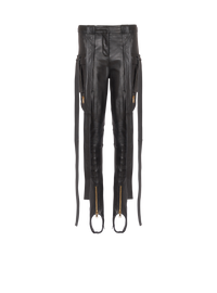 Pantalon cargo en cuir à sangles - Noir