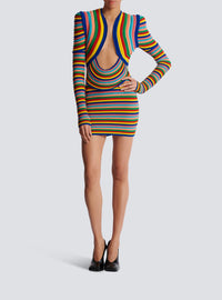 Robe courte en maille roulottée multicolore - Multicolore