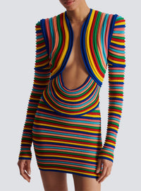 Robe courte en maille roulottée multicolore - Multicolore