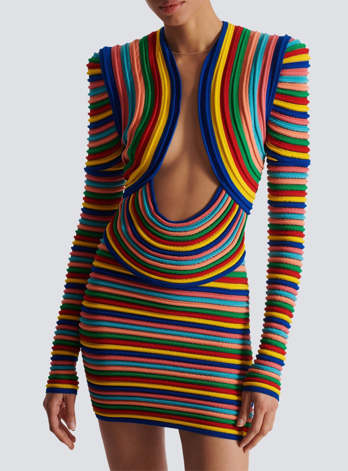 Robe courte en maille roulottée multicolore - Multicolore