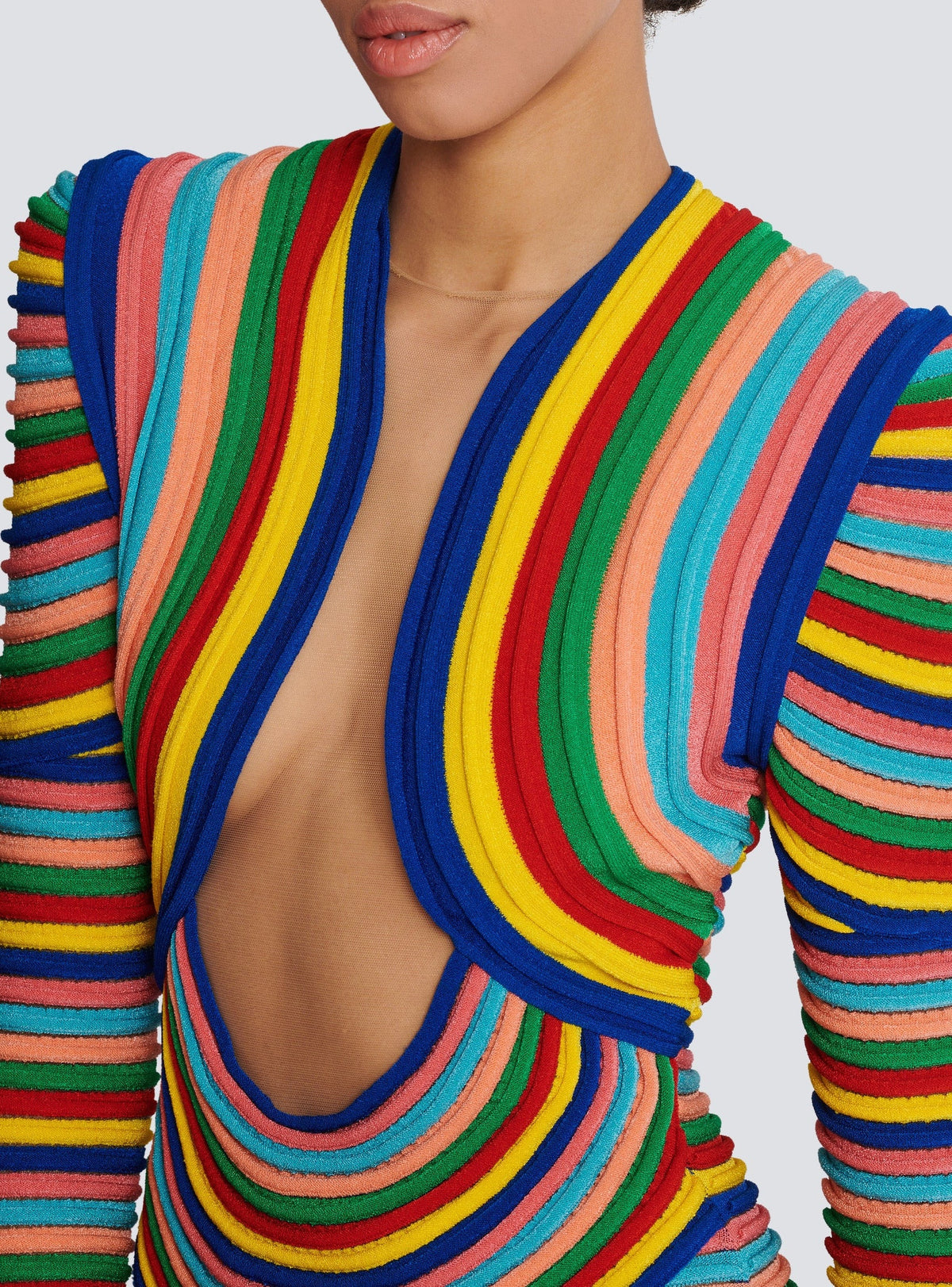 Robe courte en maille roulottée multicolore - Multicolore