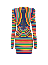 Robe courte en maille roulottée multicolore - Multicolore