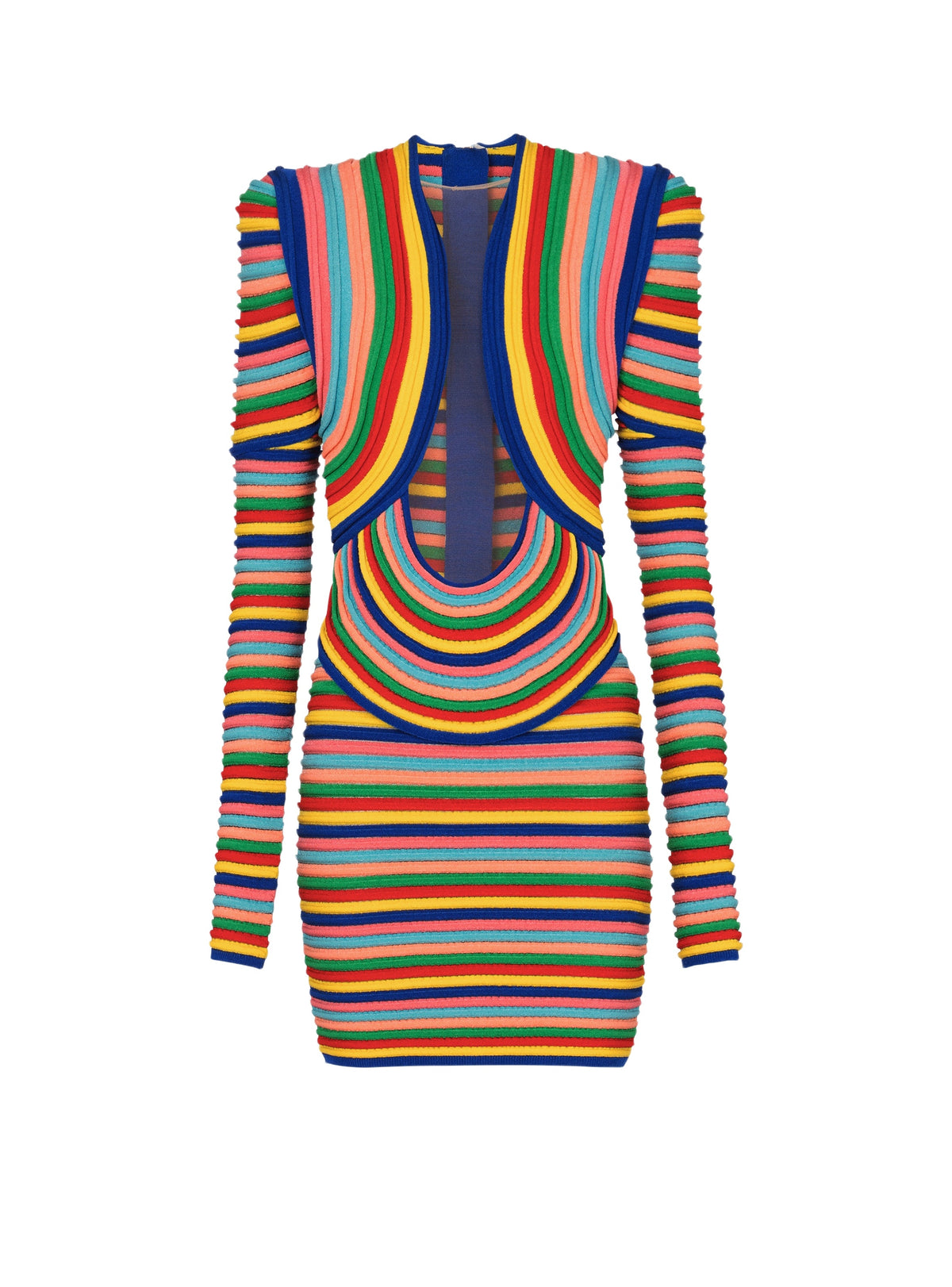 Robe courte en maille roulottée multicolore - Multicolore