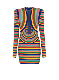 Robe courte en maille roulottée multicolore - Multicolore