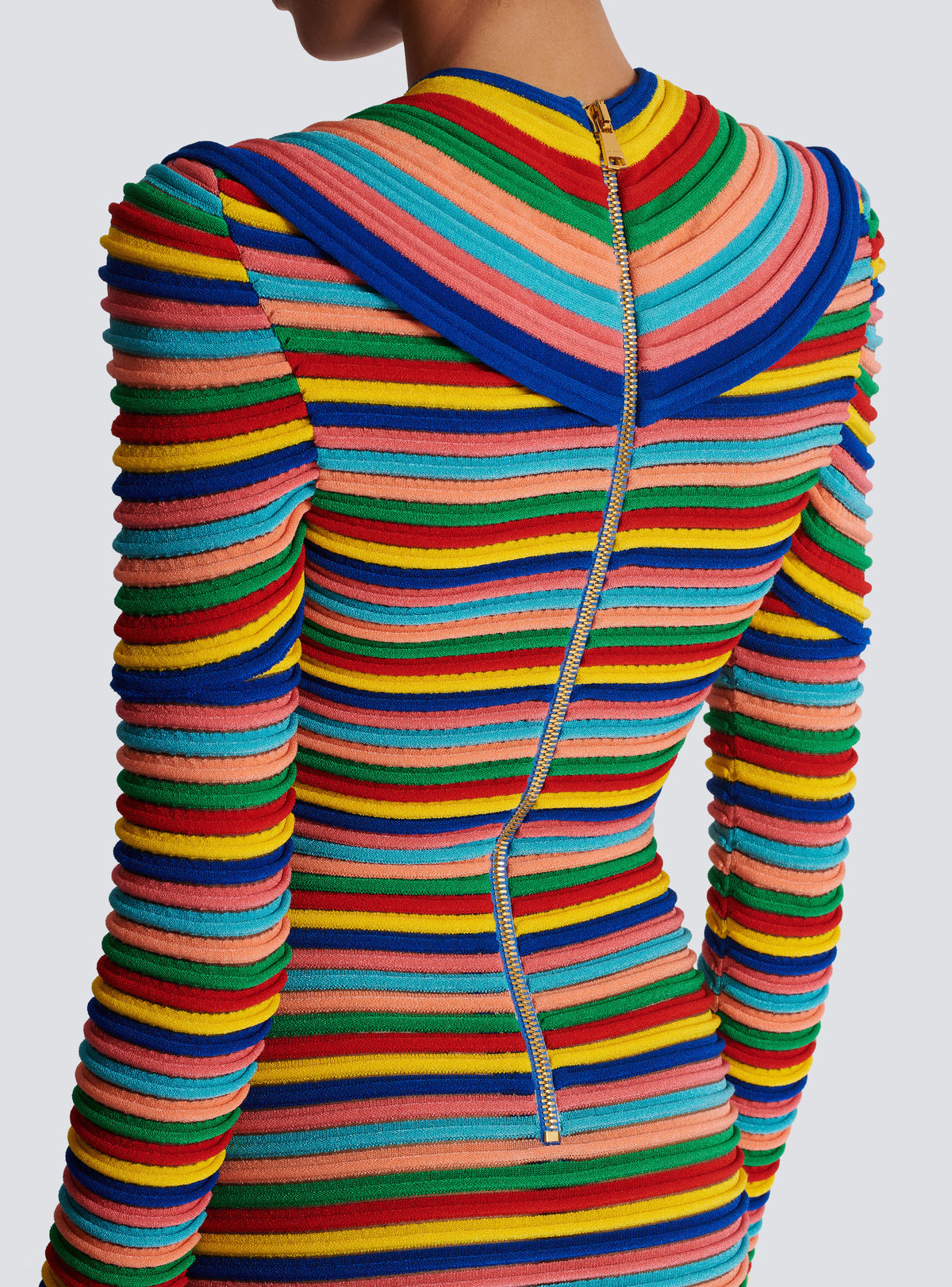Robe courte en maille roulottée multicolore - Multicolore