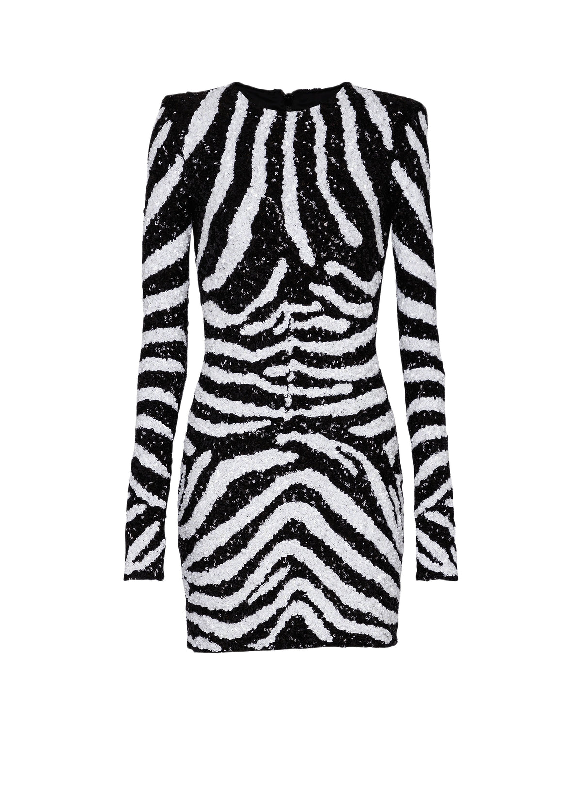 Robe courte bicolore en sequins zebra - Noir & Blanc
