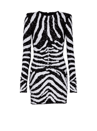 Robe courte bicolore en sequins zebra - Noir & Blanc