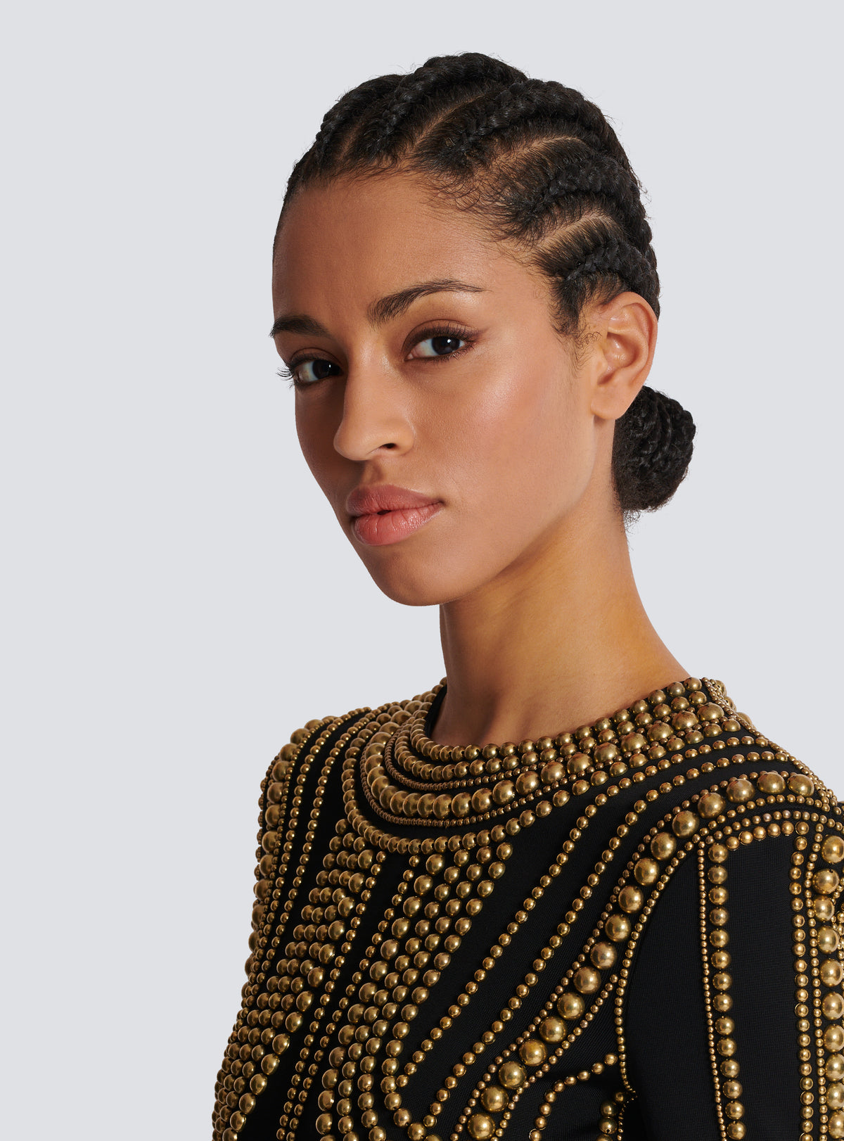 Robe courte brodée de perles dorées - Or